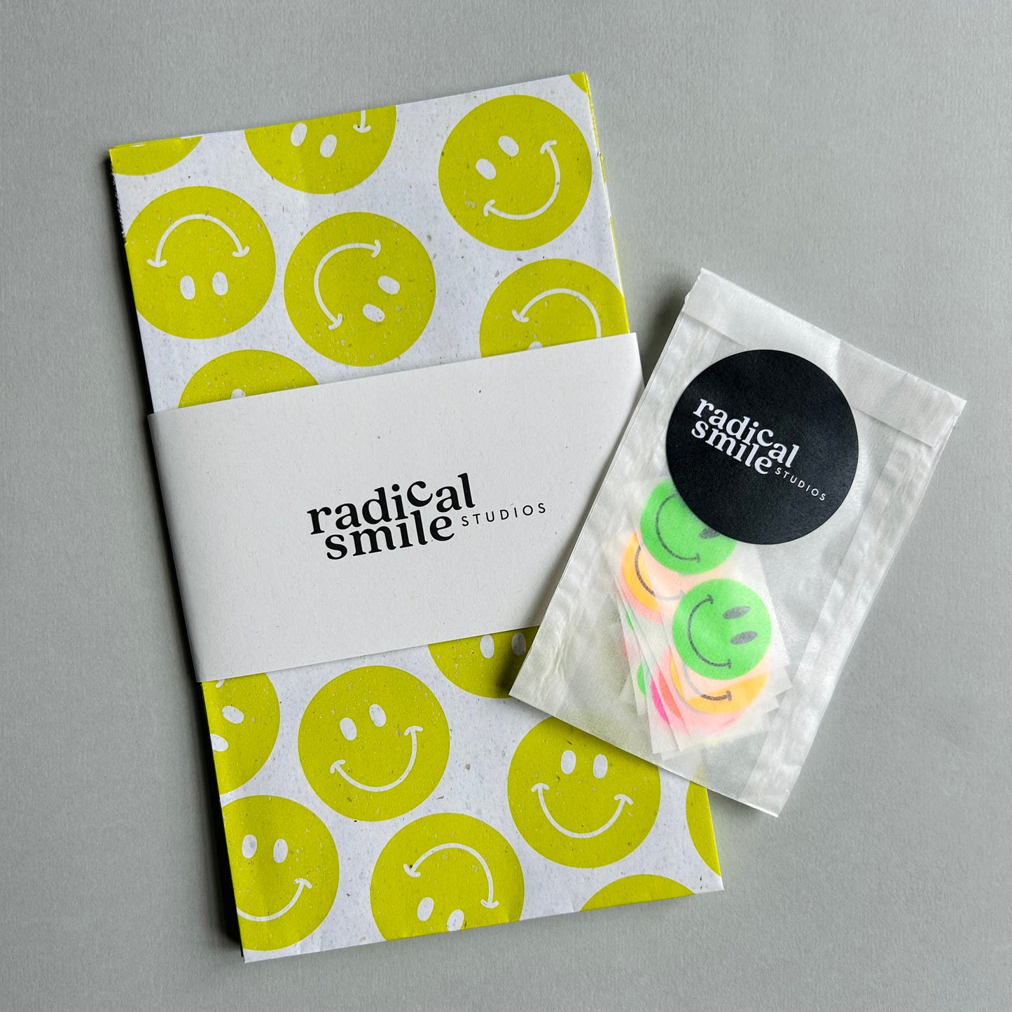 Goodie Bag Set Smiley - lime, 2 Größen