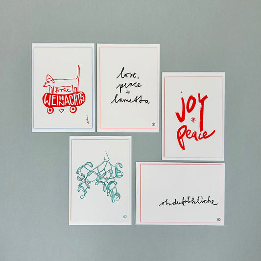 Postkarten - Letterpresse Weihnachten, diverse Motive