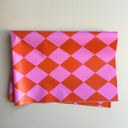 Seidenpapier - Raute, pink/orange